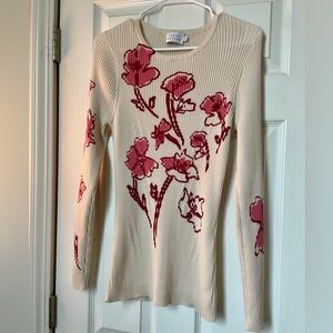 Tanya Taylor Merino Wool Floral Print Sweater